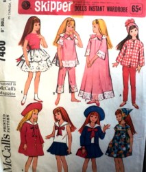 7480  MCCALLS 9'' SKIPPER BARBIE COAT, HAT, PJ, DRESS, HAT, BAG,  UNDIES PATTERN